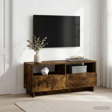 vidaXL TV-standaard 90 x 34.5 x 40 cm Gerookt eiken Bewerkt, Verzenden, Nieuw, 50 tot 100 cm, Minder dan 100 cm