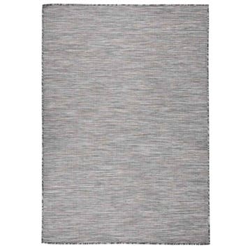 vidaXL Buitenkleed platgeweven 160x230 cm bruin en blauw, Verzenden, Nieuw, Zwart
