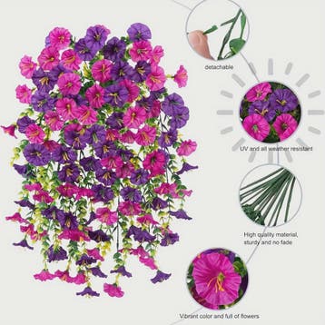 2x Kunstplant Ochtendgloren & Eucalyptus Hangdecoratie - UV-, Verzenden, Nieuw