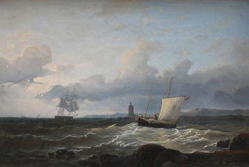 Abraham Hulk (1813-1897), Attributed to - Sailing off the, Antiek en Kunst