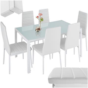 Eettafelset Brandenburg 6+1 - wit/wit, Verzenden, Nieuw