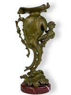 Vaas - Patineerd antimoon, marmer - Putto met een hagedis, Antiek en Kunst