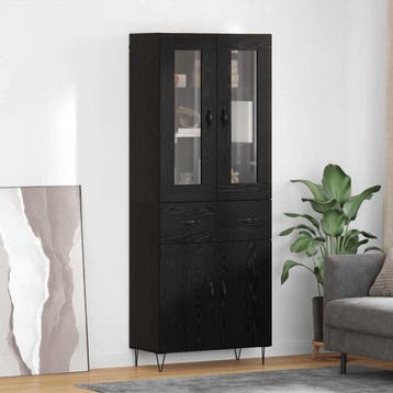 vidaXL buffetkast Zwart Eiken 69,5 x 34 x 90 cm Bewerkt hout, Verzenden, Nieuw, 50 tot 100 cm, Minder dan 100 cm