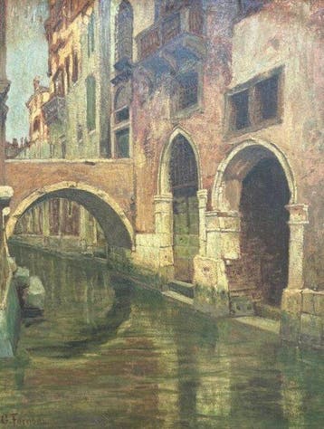 Giulio Fornoni (1866-1922) - Veduta di Venezia, Antiek en Kunst