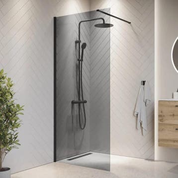 Douchewand 80 x 200 cm – 8 mm Nano Rookglas met Mat Zwarte, Ophalen of Verzenden, Nieuw, Glas, Bad
