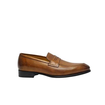 TESTONI - 8 UK - 42 IT - Perforated Loafer Shoes Antique, Nieuw