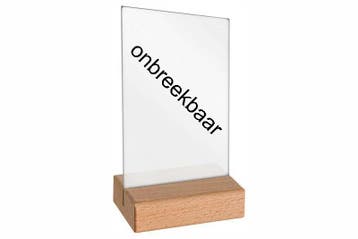 A6 Onbreekbare Kaarthouder Met Houten Voet - Beuken, Verzenden, Nieuw in verpakking, Etalage