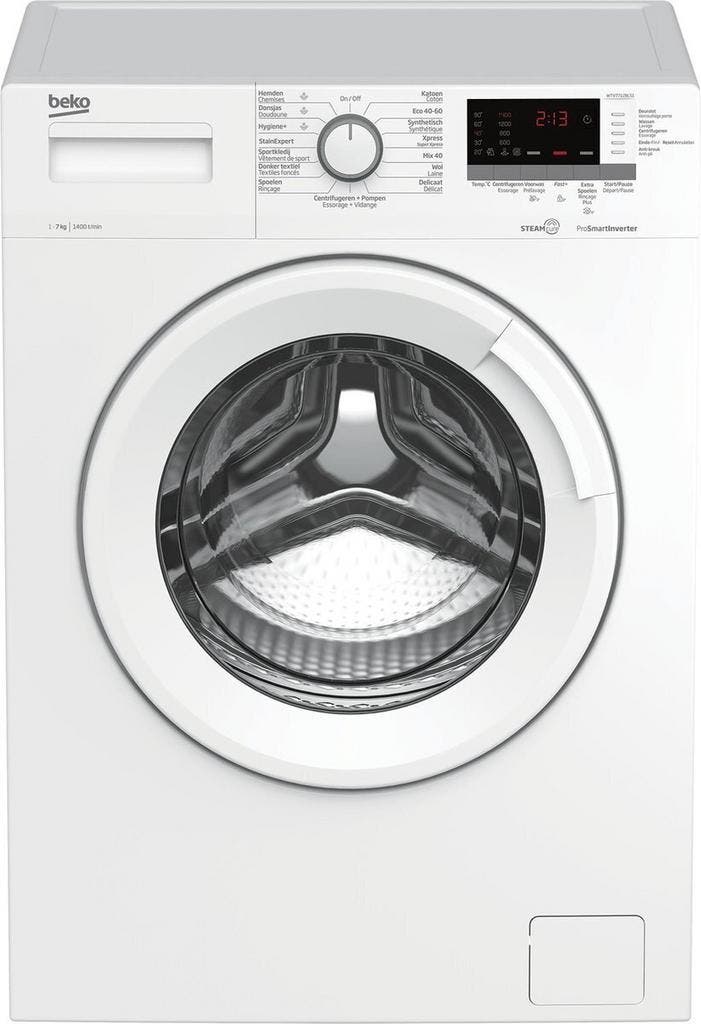 Beko WTV7712BLS1 - Wasmachine - 7 kg - 1400 tpm - SteamCure, Witgoed en Apparatuur, Wasmachines, Zo goed als nieuw, Voorlader