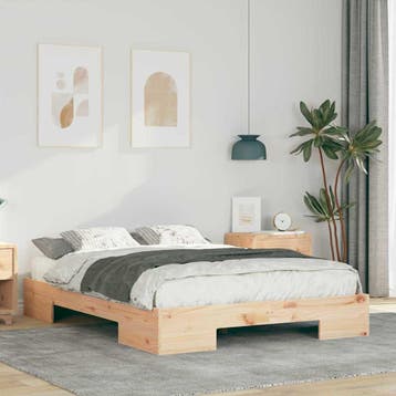 vidaXL Bedframe Bruin 135 x 190 cm, Bruin, Verzenden, Nieuw, Twijfelaar