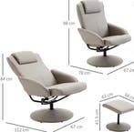 TV-Stoel Lounge Fauteuil – Ergonomisch, 360° Draaibaar, Grij, Verzenden, Nieuw