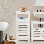 2dekans | SoBuy BZR67-W Badkamermeubel - Kantelbare Wasmand, Huis en Inrichting, Ophalen of Verzenden, Zo goed als nieuw