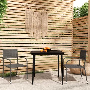vidaXL 3-delige Tuinset grijs, Verzenden, Nieuw, 2 zitplaatsen, Tuinset