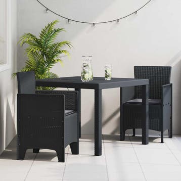 vidaXL Tuin Eetset 3 st Antraciet Polypropyleen, Tuin en Terras, Verzenden, Nieuw, 3 zitplaatsen