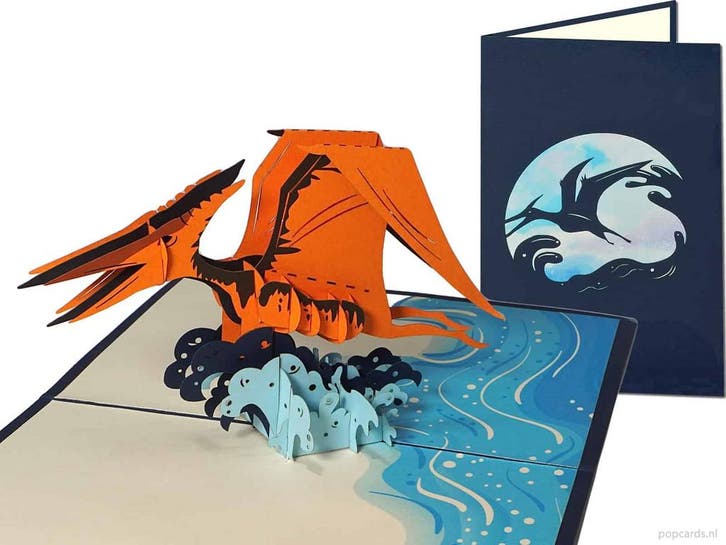 Pterodactylus vliegende dinosaurus pterosauriër pop-up..., Diversen, Wenskaarten, Verzenden