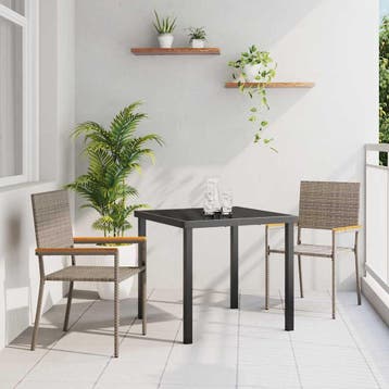vidaXL Tuinstapelstoelen 2 st Grijs en Bruin, Verzenden, Nieuw, Rotan