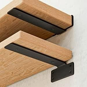 Plankdragers - Plankhouders - Zwart - Rvs - 2 stuks - 25 cm, Huis en Inrichting, Woonaccessoires | Wandplanken en Boekenplanken
