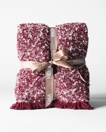 HEMA Plaid 150x130cm boucle bordeauxrood, Verzenden, Nieuw