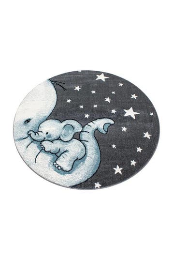Rond Kindervloerkleed | Kids | Olifant | Blauw | 160x160 cm, Verzenden, Nieuw