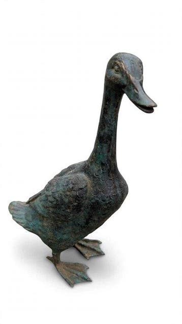 Figuur - Bronze Lauf Ente Gartenfigur Vintage Garten