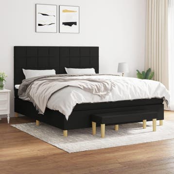 vidaXL Boxspring met matras stof zwart 180x200 cm, Eenpersoons, Verzenden, Zwart, Nieuw
