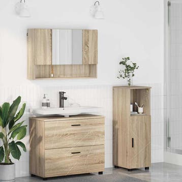 vidaXL Badkamermeubelset 3 st Sonoma Eiken Bewerkt hout en, Verzenden, Nieuw, Overige typen