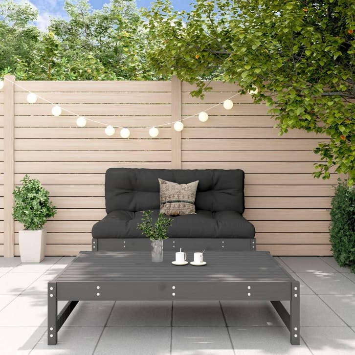 vidaXL 2-delige Loungeset massief grenenhout grijs, Tuin en Terras, Tuinsets en Loungesets, Loungeset, Nieuw, Verzenden