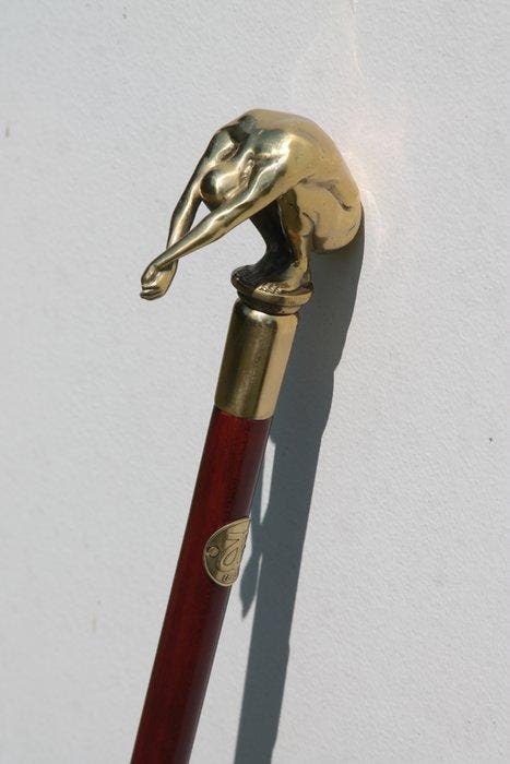 Wandelstok - Brons, Hout, Antiek en Kunst, Kunst | Designobjecten