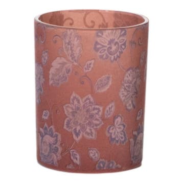 Theelichthouder fluwelen bloemen roze groot 12cm, Verzenden, Nieuw