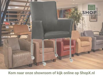 Leren eetkamerstoel Comfort met wieltjes en armleuning -, Huis en Inrichting, Stoelen, Nieuw, Leer, Ophalen of Verzenden, Eén