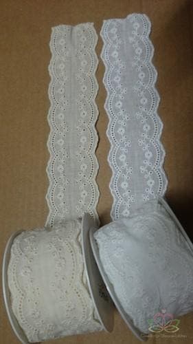 Broderie Katoen Kant Wit 50mm 3 meter per rol, Ophalen of Verzenden, Nieuw