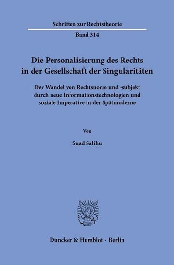 9783428198177 Schriften zur Rechtstheorie314- Die Persona..., Boeken, Verzenden, Nieuw, Suad Salihu