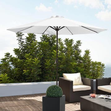 Parasol Budapest tuinparasol met zwengel Ø300 cm wit casa.pr, Tuin en Terras, Zonneschermen, Verzenden, Nieuw