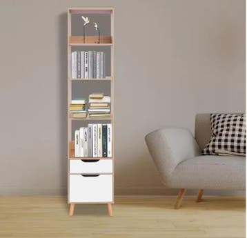Hoge Boekenkast met Lade – Stijlvol Modern Opbergrek, Verzenden, Nieuw
