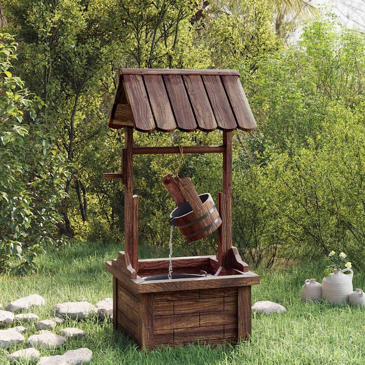 vidaXL Wensfontein met pomp 57x50x112 cm massief vurenhout, Tuin en Terras, Waterpartijen en Fonteinen, Nieuw, Verzenden