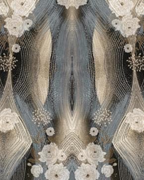 Tricot Paneel Beads & Blossoms, Hobby en Vrije tijd, Stoffen en Lappen, Nieuw, Overige kleuren