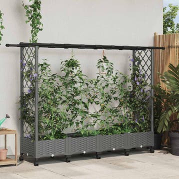 vidaXL Verhoogd Bed met Trellis en Dak Lichtgrijs 203 x 40 x, Verzenden, Nieuw, Minder dan 60 cm, 60 cm of meer