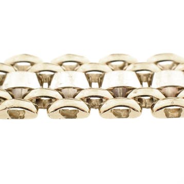 Bicolor gouden Bismarck schakelarmband, Ophalen of Verzenden, Gebruikt, Goud, Goud