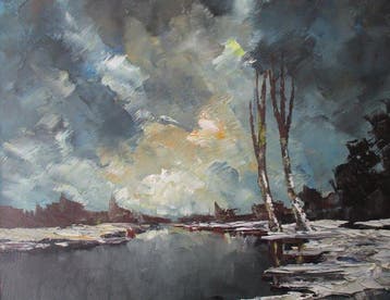 Leo Jordaens ( 1944 - 2000 ) - Winters plaslandschap