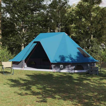 vidaXL Tipi Tent 10-persoons Blauw taft, Verzenden, Nieuw, Tot en met 2