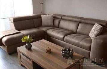 Hoekbank Harderwijk - hoekbanken - Taupe, Huis en Inrichting, Banken | Bankstellen, Nieuw, Stof