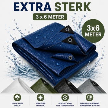 Dekzeil 3 x 6 m, 110 g/m² ultrasterk, 18 ringen, versterk.., Verzenden, Nieuw