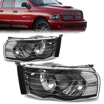 SK-Import Koplampen Factory Style Black Housing Dodge Ram, Auto-onderdelen, Verlichting, Ophalen of Verzenden, Nieuw, Dodge