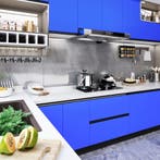 vidaXL Meubelfolie zelfklevend 500x90 cm PVC hoogglans blauw, Verzenden, Nieuw, Blauw