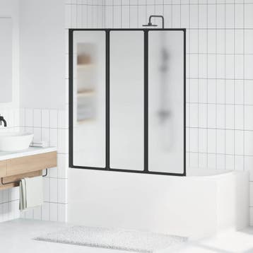 vidaXL Opvouwbare Douchescherm Zwart en Volle Frost 132 x 2, Doe-het-zelf en Verbouw, Sanitair, Verzenden, Nieuw