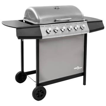 vidaXL Gasbarbecue met 6 branders zwart en zilverkleurig, Verzenden, Nieuw