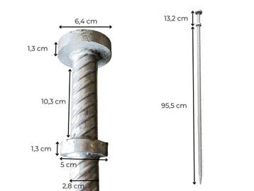 Zware Tentharing met dubbele kop - 110 cm - Ø 28 mm, Verzenden, Nieuw
