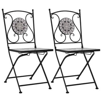 vidaXL Mozaïek klapstoelen, 2 stuks, grijs, Verzenden, Nieuw