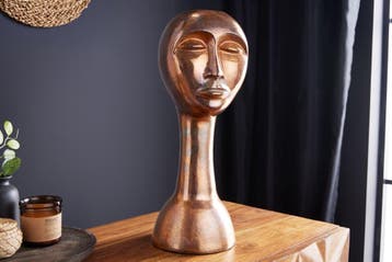 Handgemaakte vaas FACE 50cm koperlook antiek aluminium, Ophalen of Verzenden, Nieuw