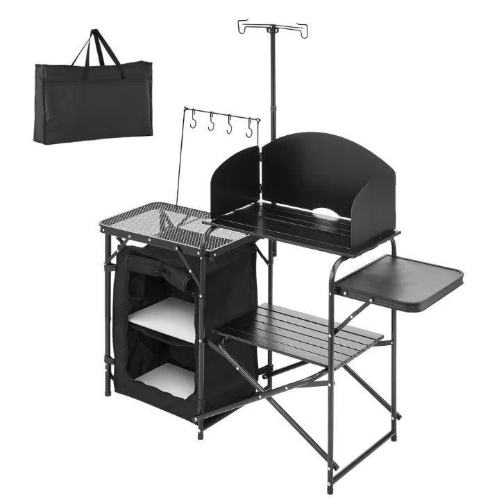 Camping Keukentafel Opvouwbaar Aluminium met Windscherm, Caravans en Kamperen, Kampeermeubelen, Nieuw, Verzenden