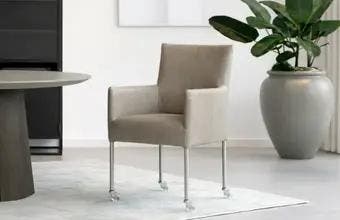 Leren eetkamerstoelen met rvs-poten, Huis en Inrichting, Stoelen, Ophalen of Verzenden, Nieuw, Leer